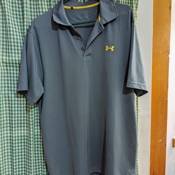 Under Armour Men's L Golf Shirt - Grey w/ Yellow - Picture 1 of 3